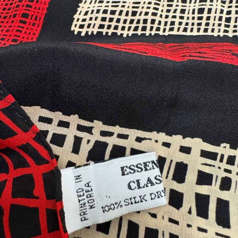 Essential Classics Red Black Tan Silk Patterned Women's‎ Scarf Stylish Lightwt